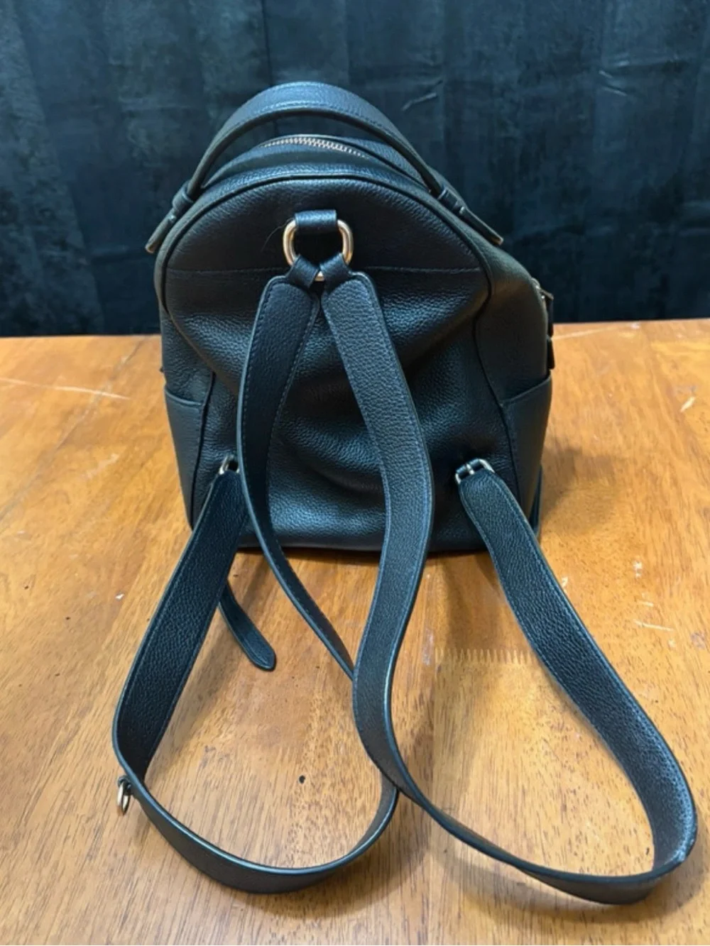 Coach Black Leather Mini Backpack - Sleek Everyday Carry